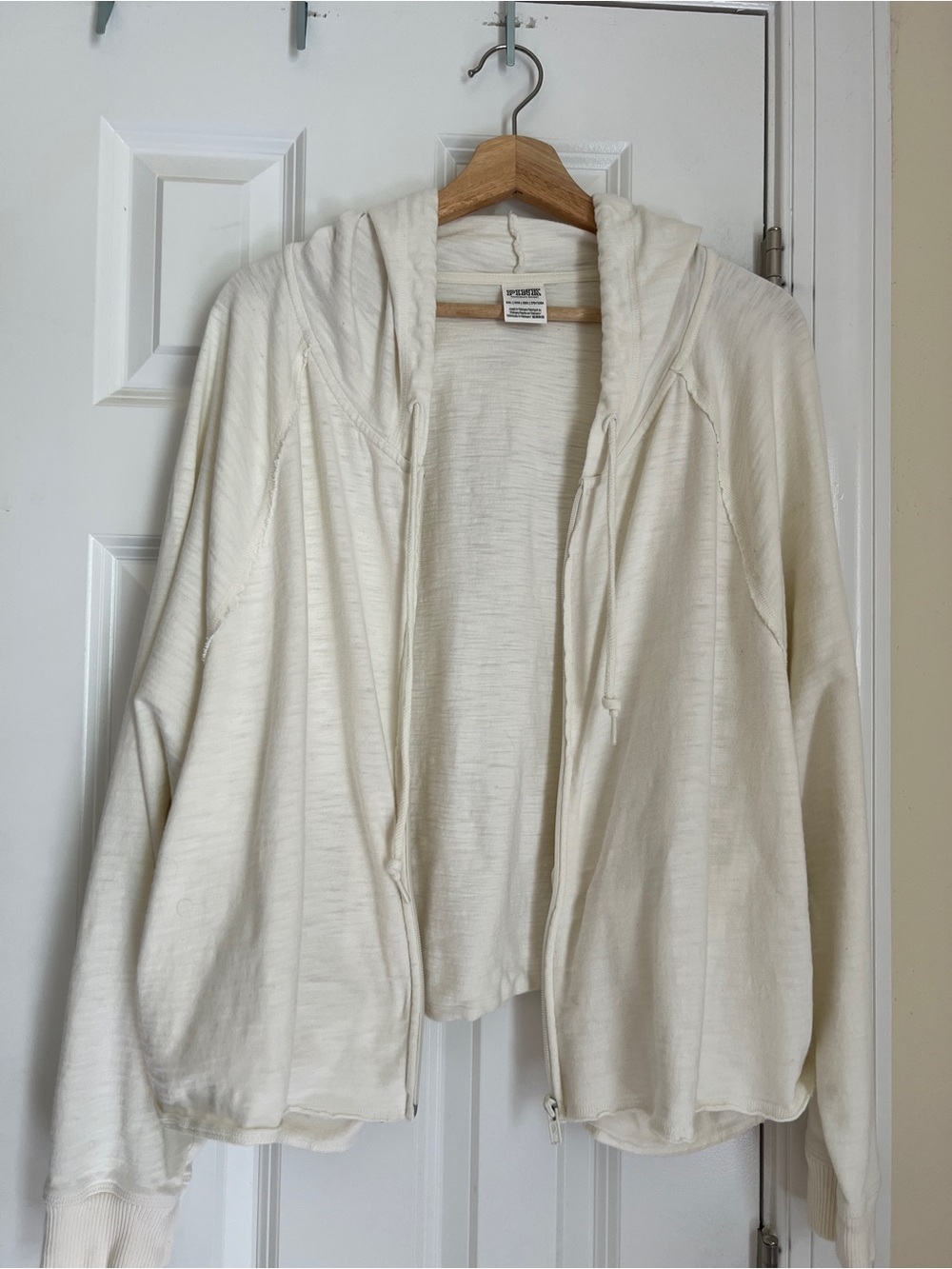 PINK Victoria’s  Secret Lightweight Zip-Up Hoodie in Ivory XXL Cool summer night - Picture 4 of 8